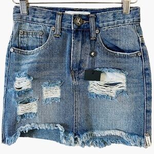 NEW! KIDS ONE TEASPOON Jean Skirt Distressed Size 10 12 NWT LUXURY DENIM Girls